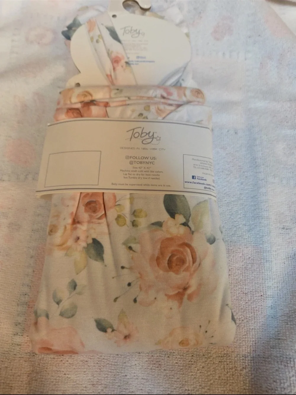 Toby Baby Girl 2 Pc Headband bow and swaddle blanket Wrap Set Floral newborn